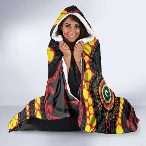 Essendon Bombers NAIDOC Week 2026 Personalised Hooded Blanket 50 Years of Deadly Aboriginal Art