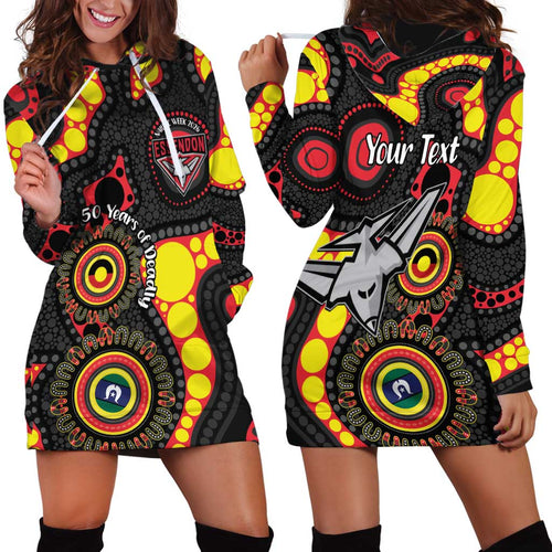 Essendon Bombers NAIDOC Week 2026 Personalised Hoodie Dress 50 Years of Deadly Aboriginal Art