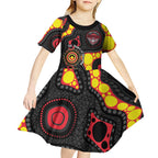 Essendon Bombers NAIDOC Week 2026 Personalised Kid Short Sleeve Dress 50 Years of Deadly Aboriginal Art