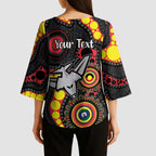 Essendon Bombers NAIDOC Week 2026 Personalised Kimono Sleeve Blouse 50 Years of Deadly Aboriginal Art