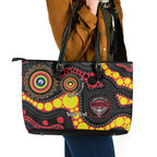 Essendon Bombers NAIDOC Week 2026 Personalised Leather Tote Bag 50 Years of Deadly Aboriginal Art