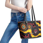 Essendon Bombers NAIDOC Week 2026 Personalised Leather Tote Bag 50 Years of Deadly Aboriginal Art