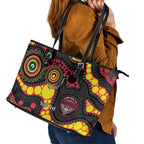 Essendon Bombers NAIDOC Week 2026 Personalised Leather Tote Bag 50 Years of Deadly Aboriginal Art