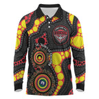 Essendon Bombers NAIDOC Week 2026 Personalised Long Sleeve Polo Shirt 50 Years of Deadly Aboriginal Art