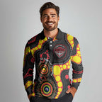 Essendon Bombers NAIDOC Week 2026 Personalised Long Sleeve Polo Shirt 50 Years of Deadly Aboriginal Art
