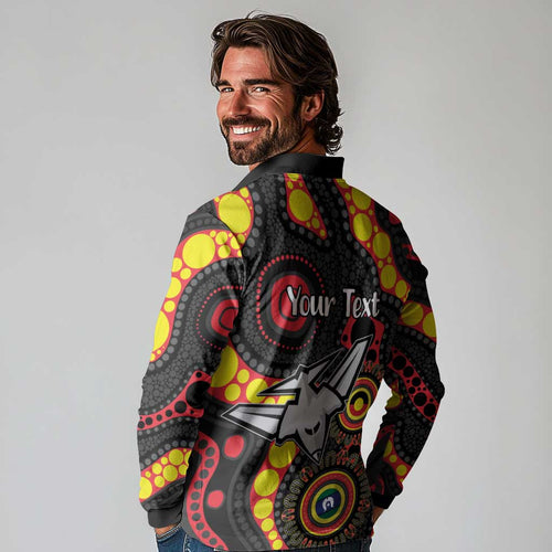 Essendon Bombers NAIDOC Week 2026 Personalised Long Sleeve Polo Shirt 50 Years of Deadly Aboriginal Art
