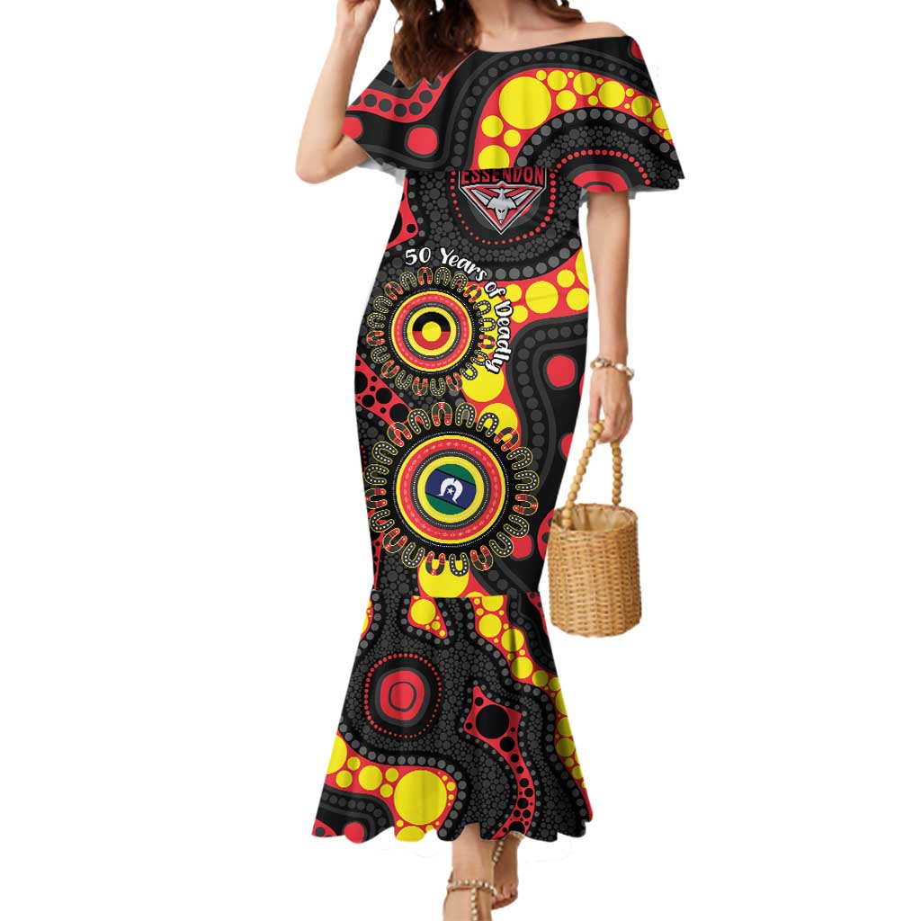 Essendon Bombers NAIDOC Week 2026 Personalised Mermaid Dress 50 Years of Deadly Aboriginal Art