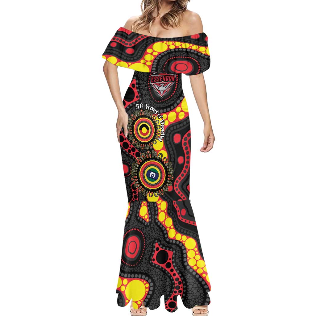 Essendon Bombers NAIDOC Week 2026 Personalised Mermaid Dress 50 Years of Deadly Aboriginal Art