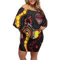 Essendon Bombers NAIDOC Week 2026 Personalised Off Shoulder Short Dress 50 Years of Deadly Aboriginal Art