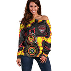 Essendon Bombers NAIDOC Week 2026 Personalised Off Shoulder Sweater 50 Years of Deadly Aboriginal Art