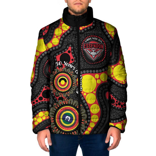 Essendon Bombers NAIDOC Week 2026 Personalised Padded Jacket 50 Years of Deadly Aboriginal Art
