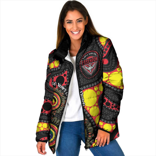 Essendon Bombers NAIDOC Week 2026 Personalised Padded Jacket 50 Years of Deadly Aboriginal Art