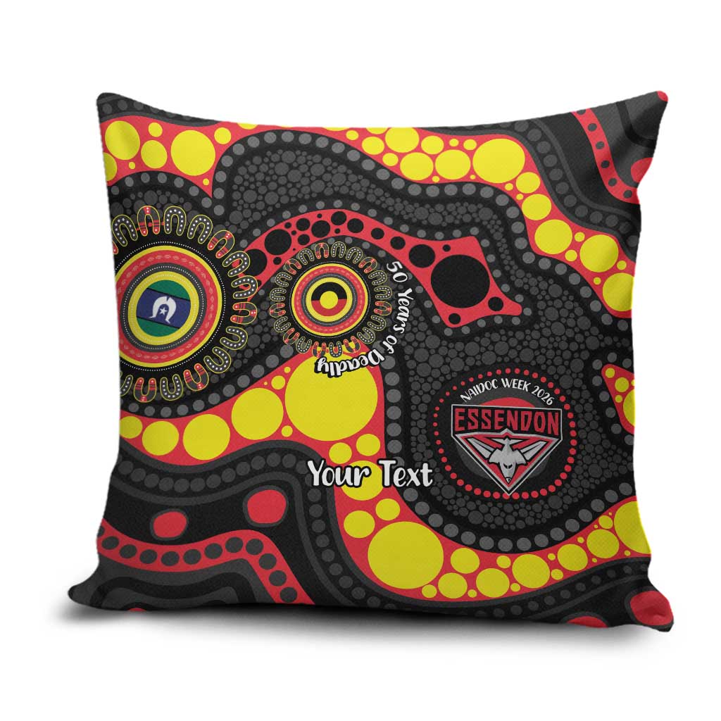 Essendon Bombers NAIDOC Week 2026 Personalised Pillow Cover 50 Years of Deadly Aboriginal Art