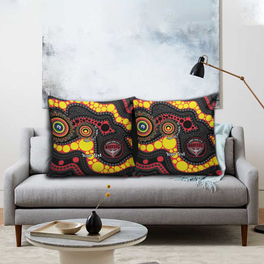 Essendon Bombers NAIDOC Week 2026 Personalised Pillow Cover 50 Years of Deadly Aboriginal Art