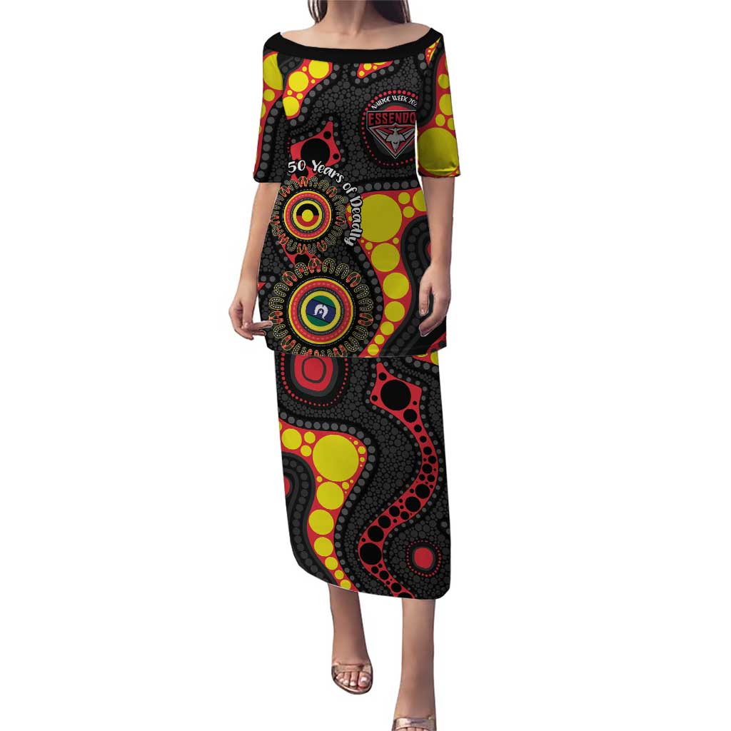 Essendon Bombers NAIDOC Week 2026 Personalised Puletasi 50 Years of Deadly Aboriginal Art
