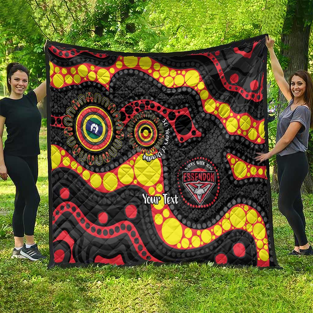 Essendon Bombers NAIDOC Week 2026 Personalised Quilt 50 Years of Deadly Aboriginal Art