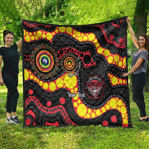 Essendon Bombers NAIDOC Week 2026 Personalised Quilt 50 Years of Deadly Aboriginal Art