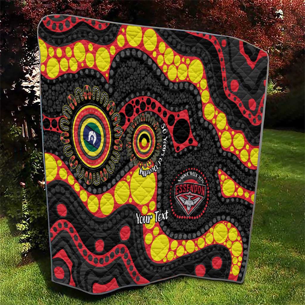 Essendon Bombers NAIDOC Week 2026 Personalised Quilt 50 Years of Deadly Aboriginal Art
