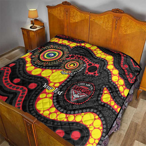 Essendon Bombers NAIDOC Week 2026 Personalised Quilt 50 Years of Deadly Aboriginal Art