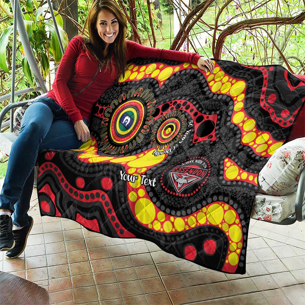 Essendon Bombers NAIDOC Week 2026 Personalised Quilt 50 Years of Deadly Aboriginal Art