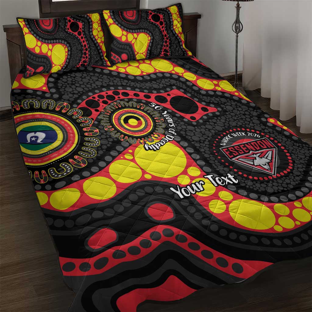 Essendon Bombers NAIDOC Week 2026 Personalised Quilt Bed Set 50 Years of Deadly Aboriginal Art