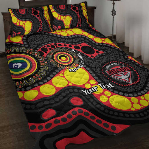 Essendon Bombers NAIDOC Week 2026 Personalised Quilt Bed Set 50 Years of Deadly Aboriginal Art