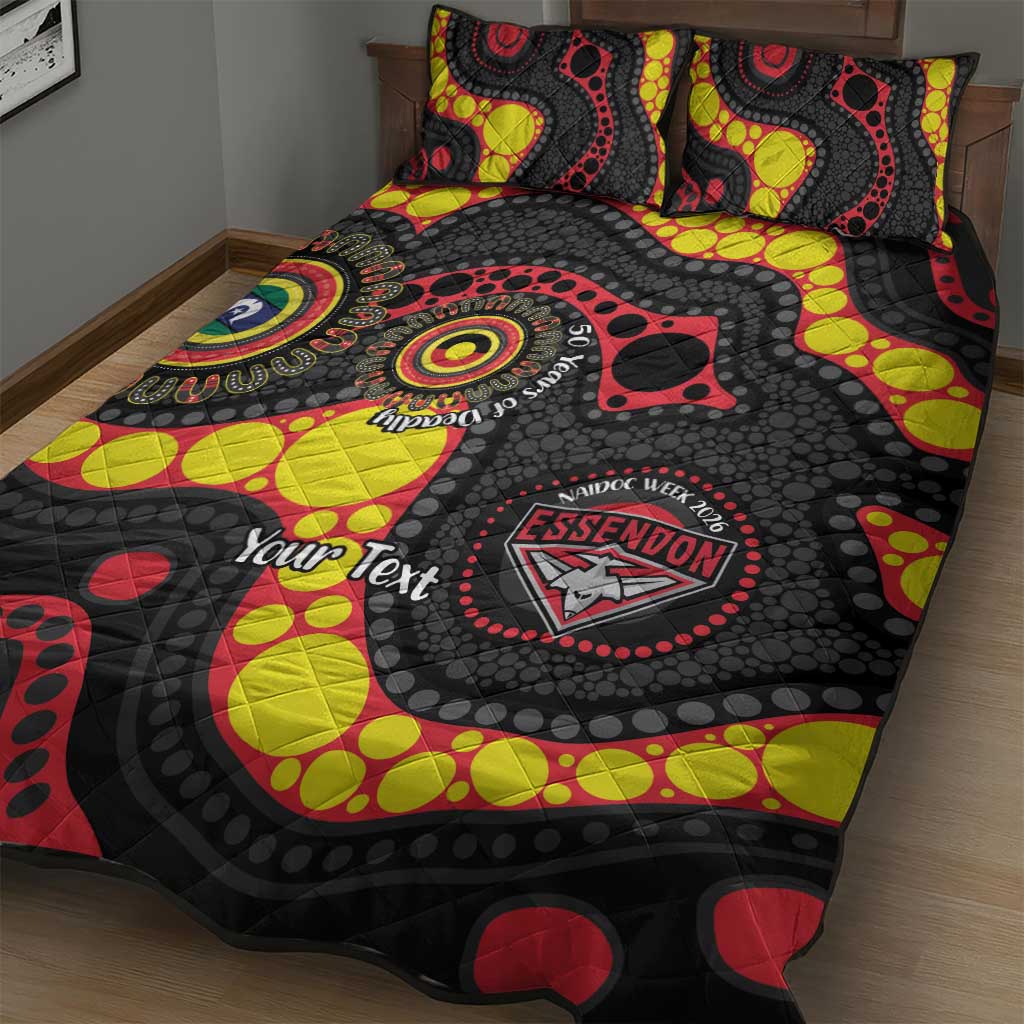 Essendon Bombers NAIDOC Week 2026 Personalised Quilt Bed Set 50 Years of Deadly Aboriginal Art
