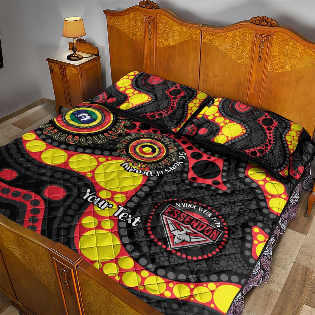 Essendon Bombers NAIDOC Week 2026 Personalised Quilt Bed Set 50 Years of Deadly Aboriginal Art
