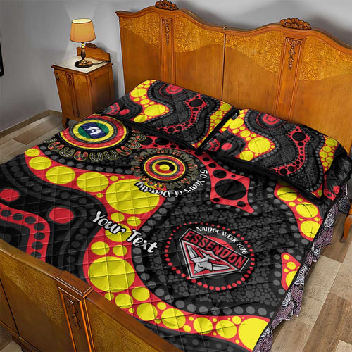 Essendon Bombers NAIDOC Week 2026 Personalised Quilt Bed Set 50 Years of Deadly Aboriginal Art