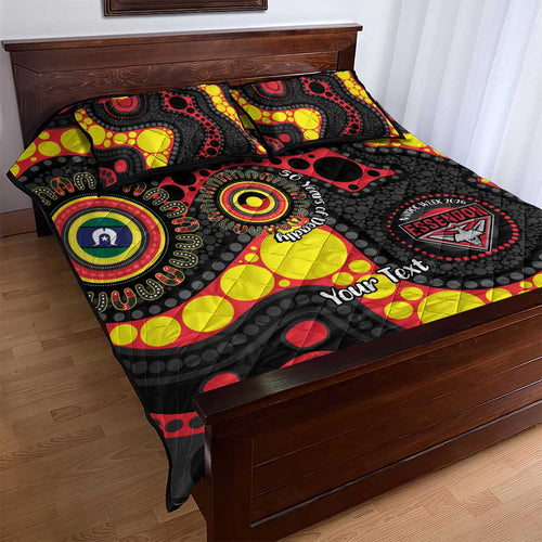 Essendon Bombers NAIDOC Week 2026 Personalised Quilt Bed Set 50 Years of Deadly Aboriginal Art