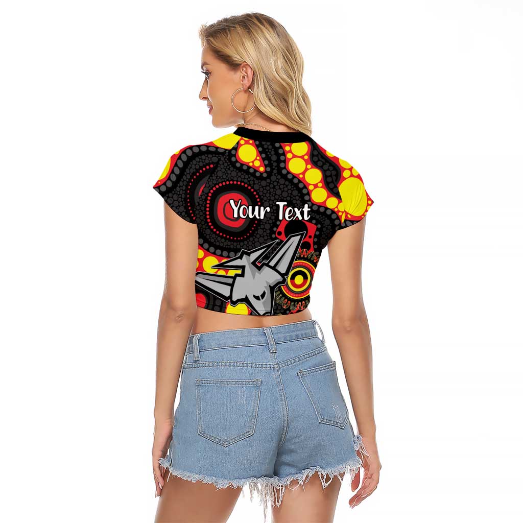 Essendon Bombers NAIDOC Week 2026 Personalised Raglan Cropped T Shirt 50 Years of Deadly Aboriginal Art
