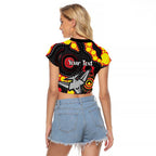 Essendon Bombers NAIDOC Week 2026 Personalised Raglan Cropped T Shirt 50 Years of Deadly Aboriginal Art