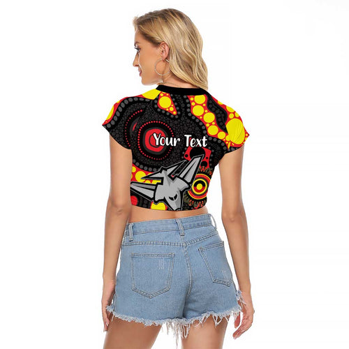 Essendon Bombers NAIDOC Week 2026 Personalised Raglan Cropped T Shirt 50 Years of Deadly Aboriginal Art