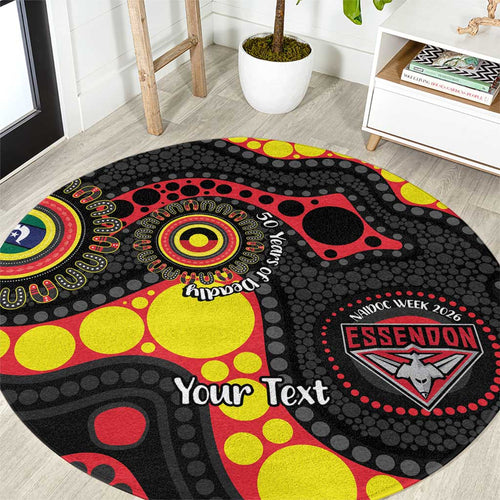Essendon Bombers NAIDOC Week 2026 Personalised Round Carpet 50 Years of Deadly Aboriginal Art