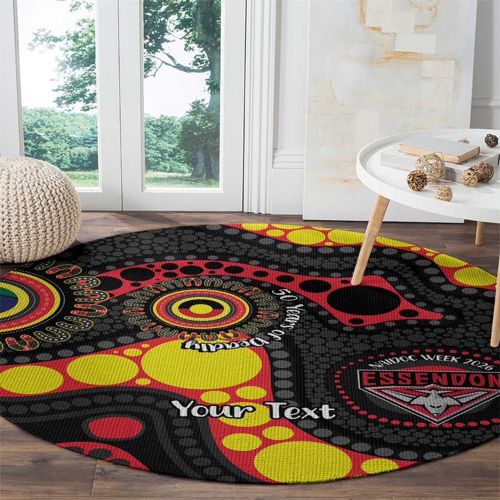 Essendon Bombers NAIDOC Week 2026 Personalised Round Carpet 50 Years of Deadly Aboriginal Art