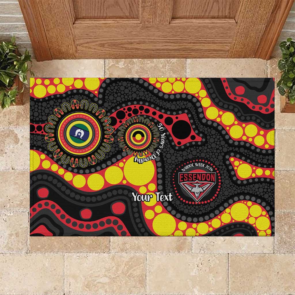 Essendon Bombers NAIDOC Week 2026 Personalised Rubber Doormat 50 Years of Deadly Aboriginal Art