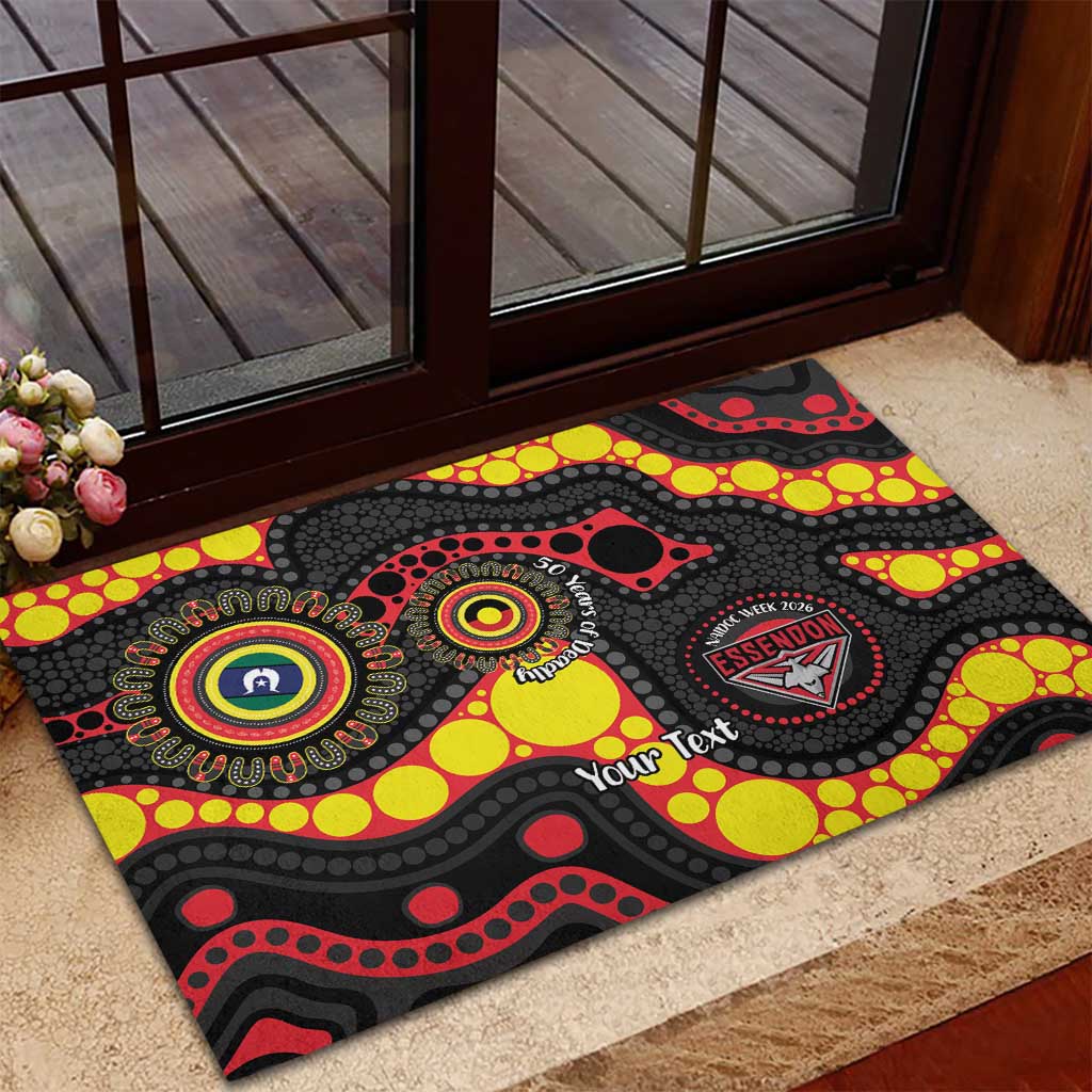 Essendon Bombers NAIDOC Week 2026 Personalised Rubber Doormat 50 Years of Deadly Aboriginal Art