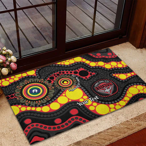 Essendon Bombers NAIDOC Week 2026 Personalised Rubber Doormat 50 Years of Deadly Aboriginal Art