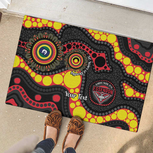 Essendon Bombers NAIDOC Week 2026 Personalised Rubber Doormat 50 Years of Deadly Aboriginal Art