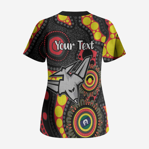 Essendon Bombers NAIDOC Week 2026 Personalised Scrub Top 50 Years of Deadly Aboriginal Art