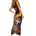 Essendon Bombers NAIDOC Week 2026 Personalised Short Sleeve Bodycon Dress 50 Years of Deadly Aboriginal Art