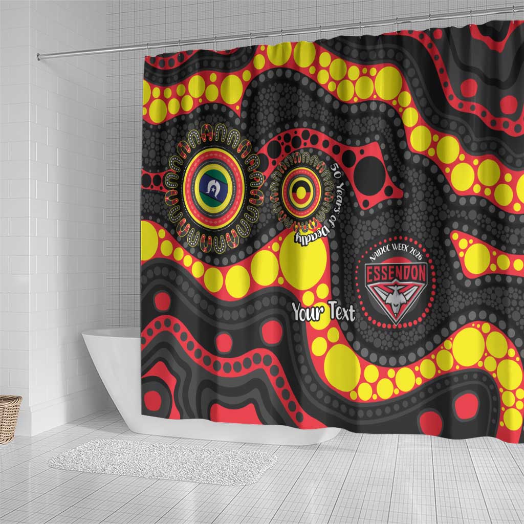 Essendon Bombers NAIDOC Week 2026 Personalised Shower Curtain 50 Years of Deadly Aboriginal Art