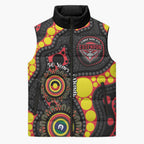 Essendon Bombers NAIDOC Week 2026 Personalised Sleeveless Puffer Jacket 50 Years of Deadly Aboriginal Art