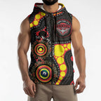 Essendon Bombers NAIDOC Week 2026 Personalised Sleeveless Zip Hoodie 50 Years of Deadly Aboriginal Art