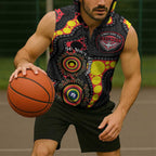 Essendon Bombers NAIDOC Week 2026 Personalised Sleeveless Zip Hoodie 50 Years of Deadly Aboriginal Art