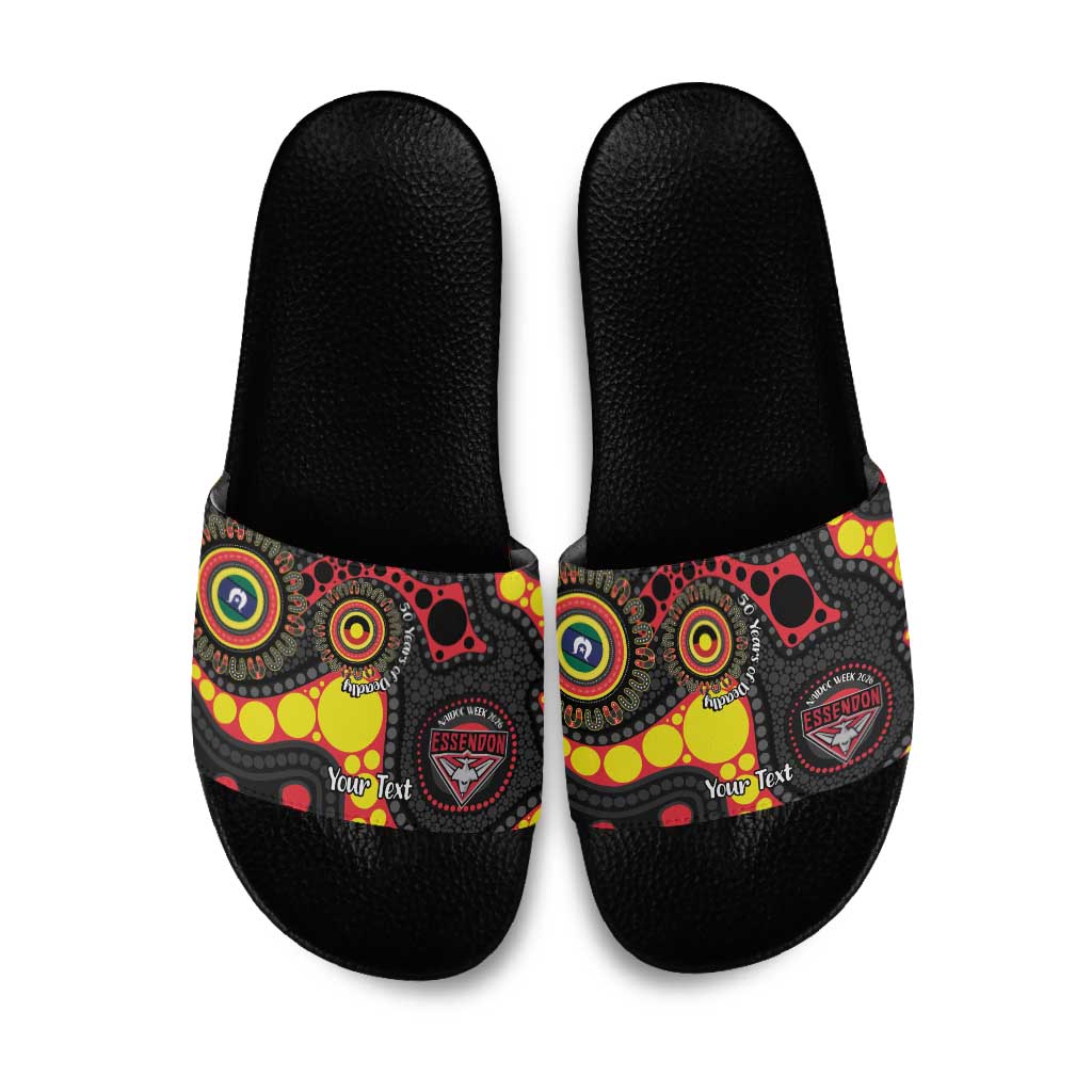 Essendon Bombers NAIDOC Week 2026 Personalised Slide Sandals 50 Years of Deadly Aboriginal Art