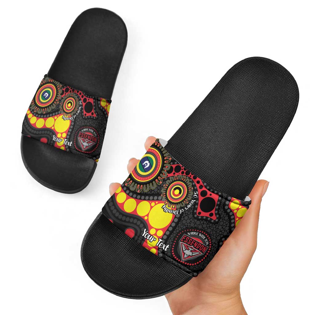 Essendon Bombers NAIDOC Week 2026 Personalised Slide Sandals 50 Years of Deadly Aboriginal Art