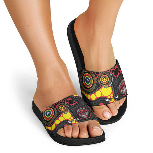 Essendon Bombers NAIDOC Week 2026 Personalised Slide Sandals 50 Years of Deadly Aboriginal Art