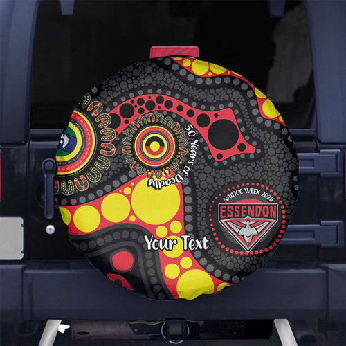 Essendon Bombers NAIDOC Week 2026 Personalised Spare Tire Cover 50 Years of Deadly Aboriginal Art