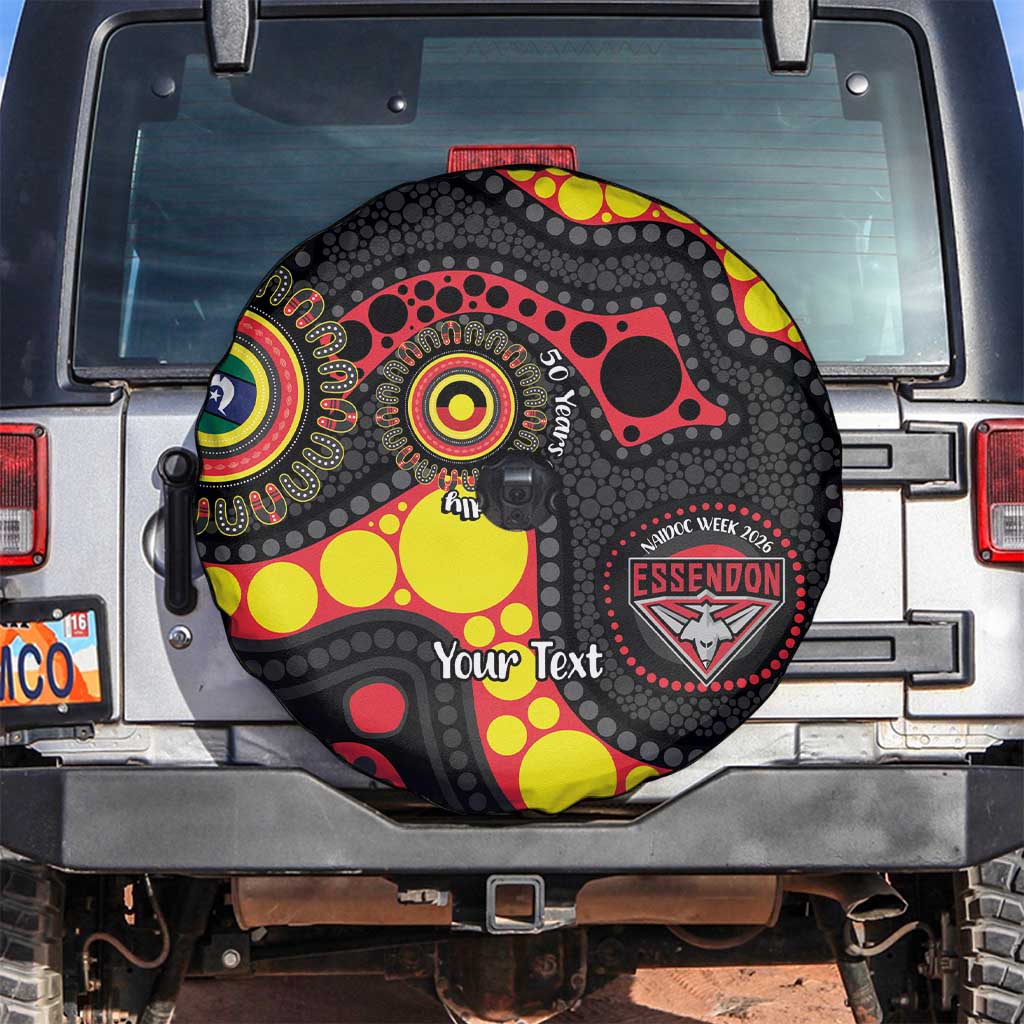 Essendon Bombers NAIDOC Week 2026 Personalised Spare Tire Cover 50 Years of Deadly Aboriginal Art